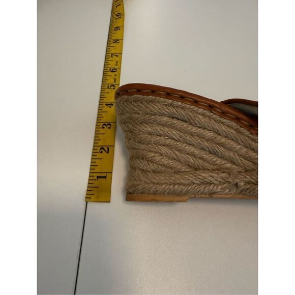 Born Drilles Camel & Ecru Lthr & Jute Wedge Sandals Sz9/9.5 NWOB Classic/Summer - Picture 14 of 14